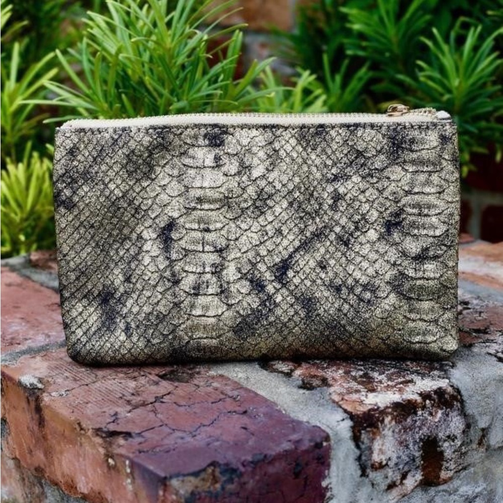 Black/Gold Snake - Famous Crossbody Wristlet